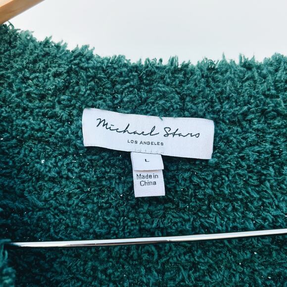Michael Stars Freja Teddy Fit Fuzzy Pullover Sweater Dark Green Large Cozy - Picture 6 of 9